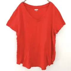 オールドネイビー Vネック 半袖 Tシャツ 無地 【L】レッド 赤 綿 デイリーのサムネイル