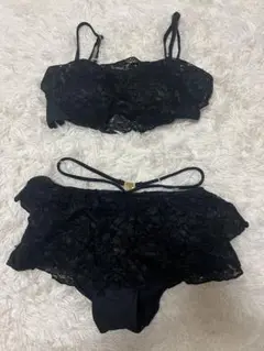 黒いレースセパレート水着セット