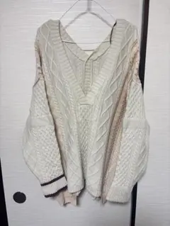 CREOLME クレオルム セーター アイボリー Vネック ケーブル編み ニット