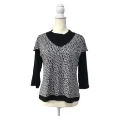 YU-BI 重ね着　カットソー　長袖　ロンT 花柄　レーヨン　おしゃれ