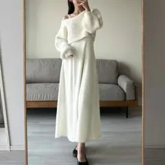 【美品】Louereショートニットトップス＋フレアキャミワンピース