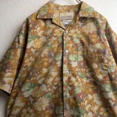 古着 シャツ 総柄 花柄 デザインシャツ 柄シャツ 開襟 オープンカラーシャツ