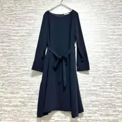 ストラ　ネイビー 長袖ワンピース M 通勤 上品 レース　かわいい　パーティー