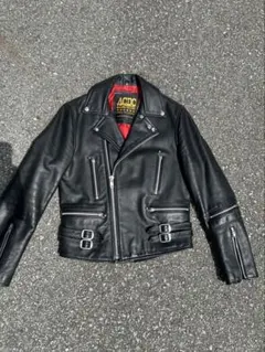 ACDC LEATHER ダブルライダースジャケット 本革 36 ブラック 赤裏のサムネイル