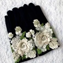 B-197 手袋　グローブ　バラ　防寒　ハンドメイド