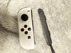 ジョイコン　Joy-Con　左　L　ホワイト　白黒ストラップ付き