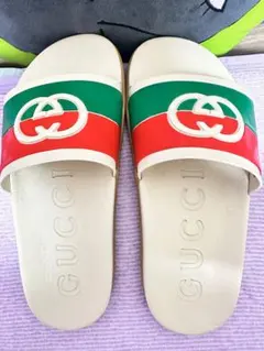 GUCCI ホワイト ビーチサンダル GGロゴ GUCCI グッチ ビーチサンダル トングサンダル 121217 メンズ9