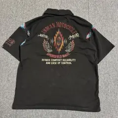 【Indian Motorcycle】半袖 ポロシャツ XL 刺繍 ブラックのサムネイル