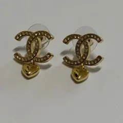 CHANEL ココマーク ハート ピアス ゴールド