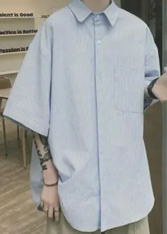 新品 シャツ 半袖 ストライプ xl