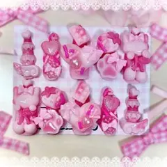 ♥現品♥ネイルチップ 全部ピンク ゴテゴテ 量産型 平成女児 地雷 ロングネイル