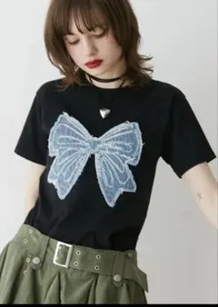 ジュエティ　jouetie リボンモチーフTシャツ　Mのサムネイル