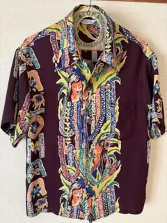 極美品】SUNSURF アロハシャツ 半袖 開襟 フラガール 緑 茶色 M - メルカリ