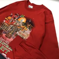 USA製 90's オールドディズニー ミッキー クリスマス ロンT メンズL