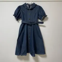 evelyn デニムフレアワンピース 半袖 膝丈