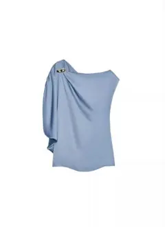 ZARA 未使用　サテン風装飾トップス ブルー/グレー XSのサムネイル