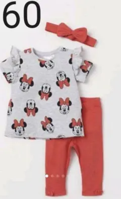 60  新品　Ｈ＆Ｍ　ミニーマウス　セットアップ３点セット　Tシャツ　レギンス