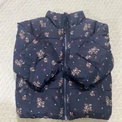 petit main 花柄ダウンコート 90cm ネイビー