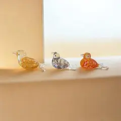 ナチュラルキッチン ガラスオブジェバード 3点セット 北欧風 インテリア 雑貨