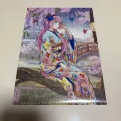 藤ちょこ複製原画(七宝花鳥美人図花瓶) A4クリアファイル 絵師100人展大阪関西万博 藤ちょこ 「七宝花鳥美人図