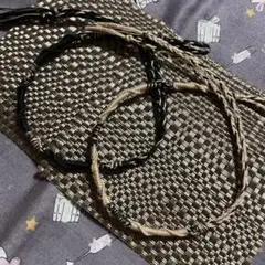 足首用ミサンガ（アンクレット）黒ベージュ①