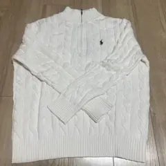 Polo　RALPH　LAUREN ハーフジップ　ケーブルニット　ホワイト 白