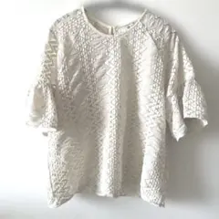 ナノユニバース レース編み 五分袖 トップス サイズ36