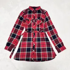 ブルーレーベル クレストブリッジ ベルト付き チェック シャツ ワンピース 38