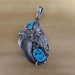 本物のインディアンジュエリー シルバー925/動物牙 ヴィンテージ【超希少品】 リアル インディアンジュエリー シルバー925 動物牙 ヴィンテージ【超