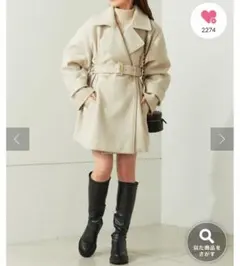 【Chico チコ】ミドル丈オーバーコート　アイボリーのサムネイル