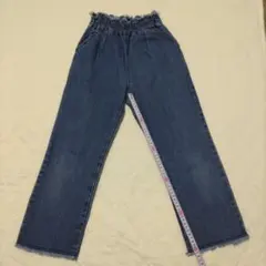 デニムフリンジ裾パンツ 140cm