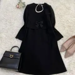 美品✨セオリア　ブラックフォーマルスーツ　ジャケット　ワンピース　リボン　S