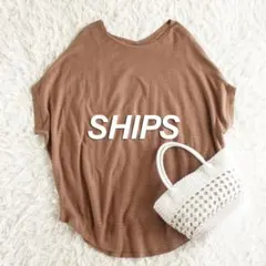 SHIPS　シップス　ゆったりシルクリネンドルマンスリーブプルオーバー　キャメルのサムネイル