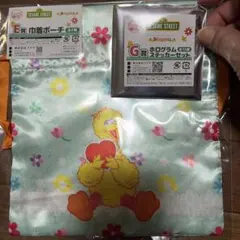セサミストリート キャラ福くじ 巾着ポーチ＆ステッカーセット