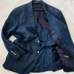 美品✨ポロバイラルフローレン　リネン100%紺ブレM 金のロゴボタン