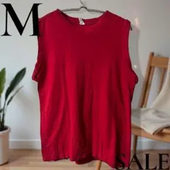 「即日発送」M UNIQLO赤のコットンノースリーブ　カットソータンクトップ