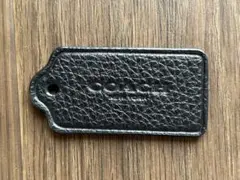 COACH ブラックレザー タグ型キーホルダー