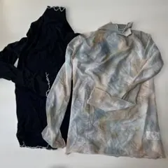 シアーシャツ　2点　黒とマルチカラー
