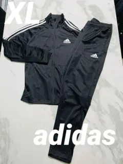 adidas ジャージ上下セット 黒 3本ライン　メンズ　ジャージ　XL