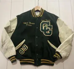 表記46 スタジャン 80年代 DELONG グリーン✖️アイボリー ビッグサイズ