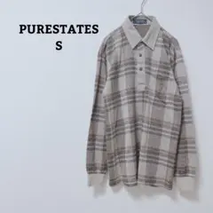 PURESTATES　ポロシャツ　チェック　長袖　ヴィンテージ　毛混　S