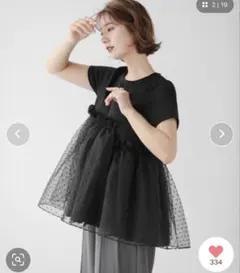 ♡fitmore ドットオーガンジーアシメペプラムカットソー♡のサムネイル