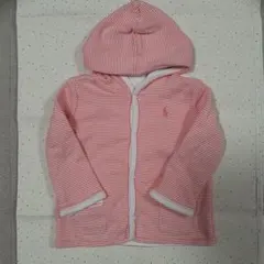 フード付きピンクストライプ　パーカー　リバーシブル