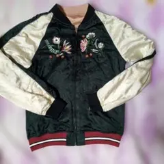 moussy 花柄 刺繍 スカジャン ブラック
