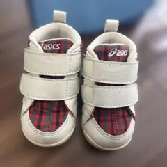 ファミリア　asics ベビーシューズ ファーストシューズ　チェック柄　12.5