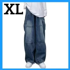 デニム メンズ ジーンズ ワイド ファッション ブルー XLサイズ