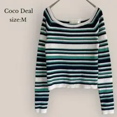 【Coco Deal】ボーダーカット　薄手ニット　長袖　M   タイト