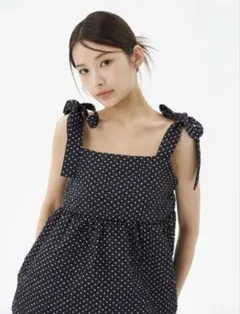 coca エンボスドットリボンキャミソール　L