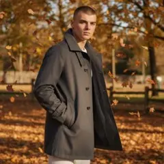 NICOLE ニコル ステンカラーコート メンズM ダークグレー 撥水加工 46