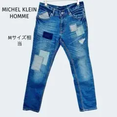 ミッシェルクランオム パッチワーク リペア加工 ストレート デニム ジーンズMのサムネイル